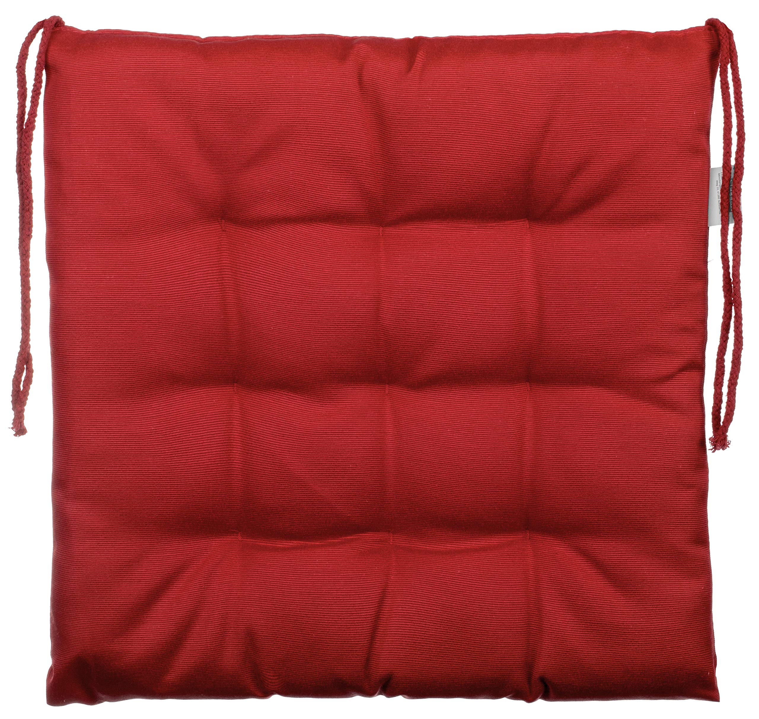 Brandsseller 16x16 Inch Square Seat Cushion with Straps - Set of 4 Red Chair Pads for Indoor & Outdoor Use - Perfect for Patio, Dining Chairs, Office, and Garden Furniture