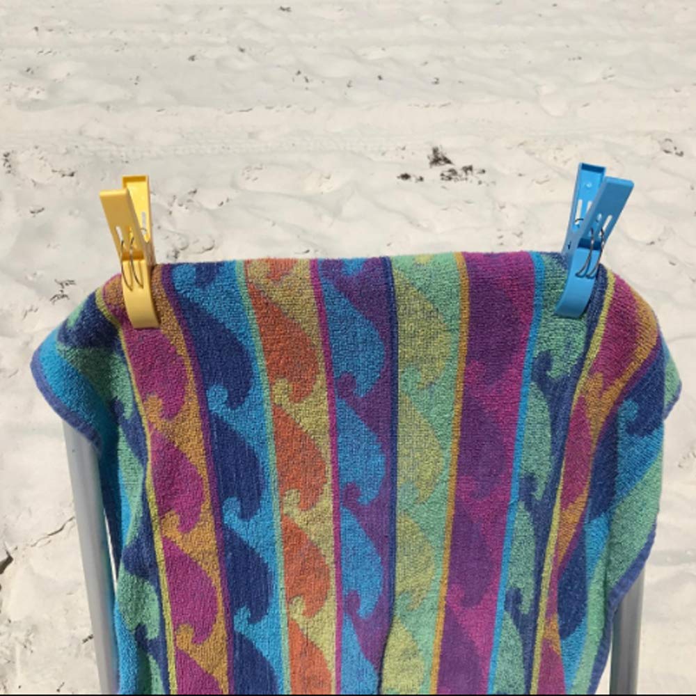 20 Pack Jumbo Size Beach Towel Clips - Heavy Duty Plastic Chair Clamps for Pool, Cruise & Outdoor Use - Secure Towels & Clothes on Beach Chairs, Deck Chairs & Clotheslines - Prevents Towels from Blowing Away in Wind (Great for Vacation, Swimming & Travel)