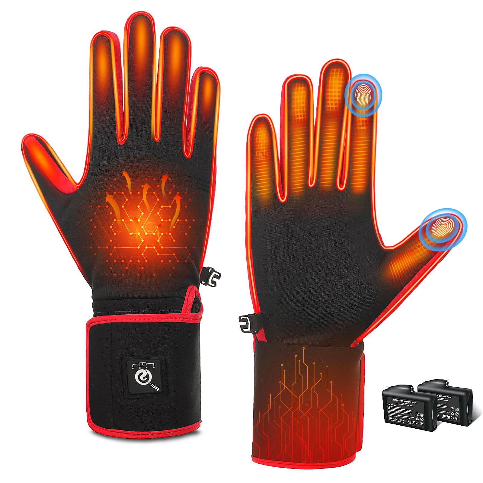 Savior Rechargeable Electric Heated Glove Liners - Thin Winter Gloves for Men & Women - Perfect for Driving, Typing, Running & Outdoor Activities - Stay Warm in Cold Weather