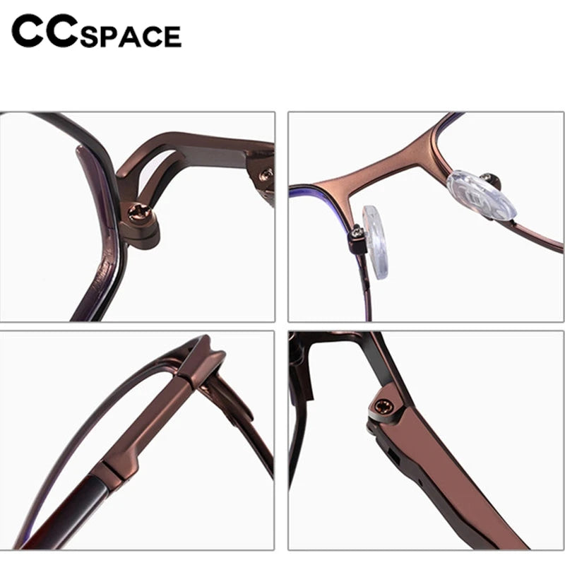 CCspace Unisex Full Rim Irregular Square Alloy Eyeglasses Frame 301402 - Trendy Lightweight Glasses for Men & Women, Perfect for Reading, Working, and Daily Fashion Accessories