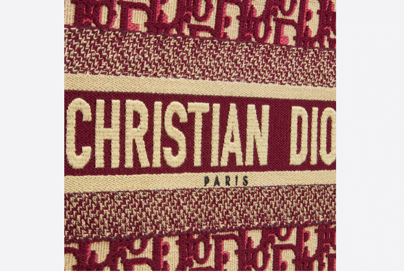 Dior Book Tote Bag - Embroidered Canvas Burgundy Dior Oblique Handbag - Luxury Designer Tote for Women, Perfect for Travel, Work & Everyday Use