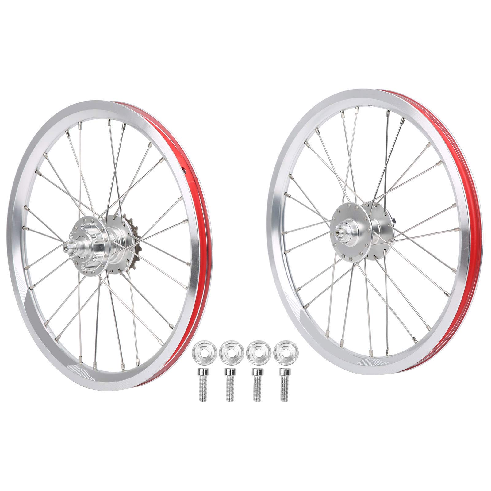 Lightweight Folding Bike Wheelset - 20/24/26 Inch Portable Bicycle Wheels for V-Brake Mountain Bikes - Durable Aluminum Alloy Rims for Adults & Kids - Perfect for Commuting, Travel & Outdoor Adventures (Silver)