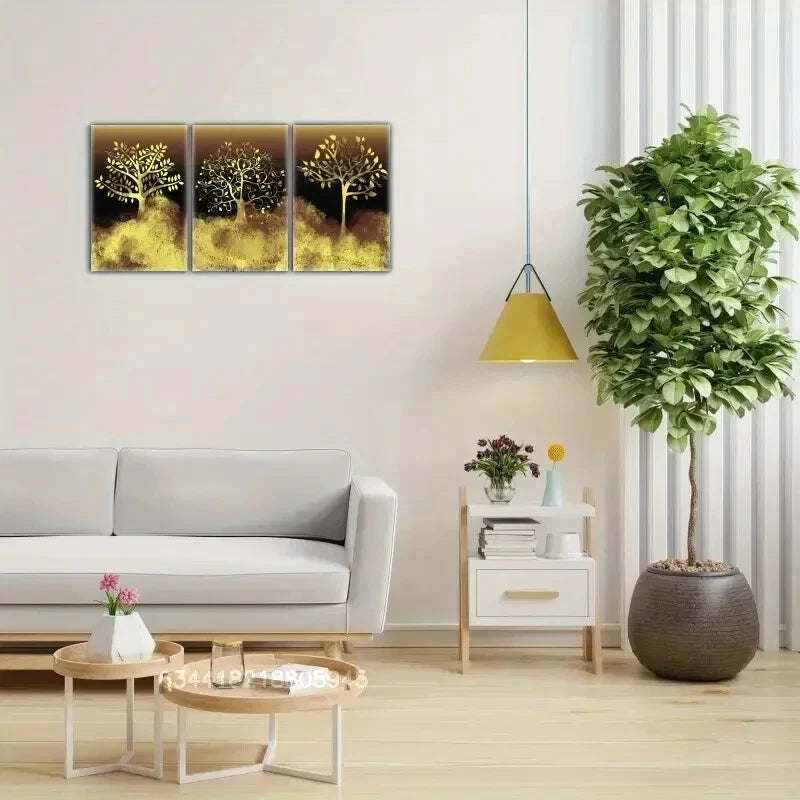 3-Piece Metal Wall Art Prints - Lucky Fortune Tree & Fairy Tree Decor - Ready to Hang for Living Room, Bedroom, or Office Decor