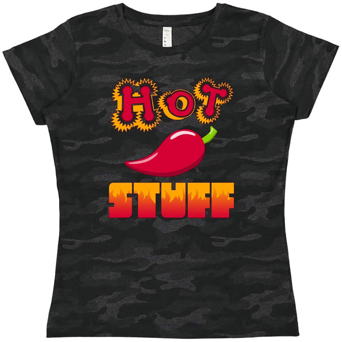 Inktastic Hot Stuff Women's T-Shirt | Funny Sarcastic Graphic Tee for Women | Casual Comfort Fit Cotton Shirt | Perfect for Parties, Gifts & Everyday Wear