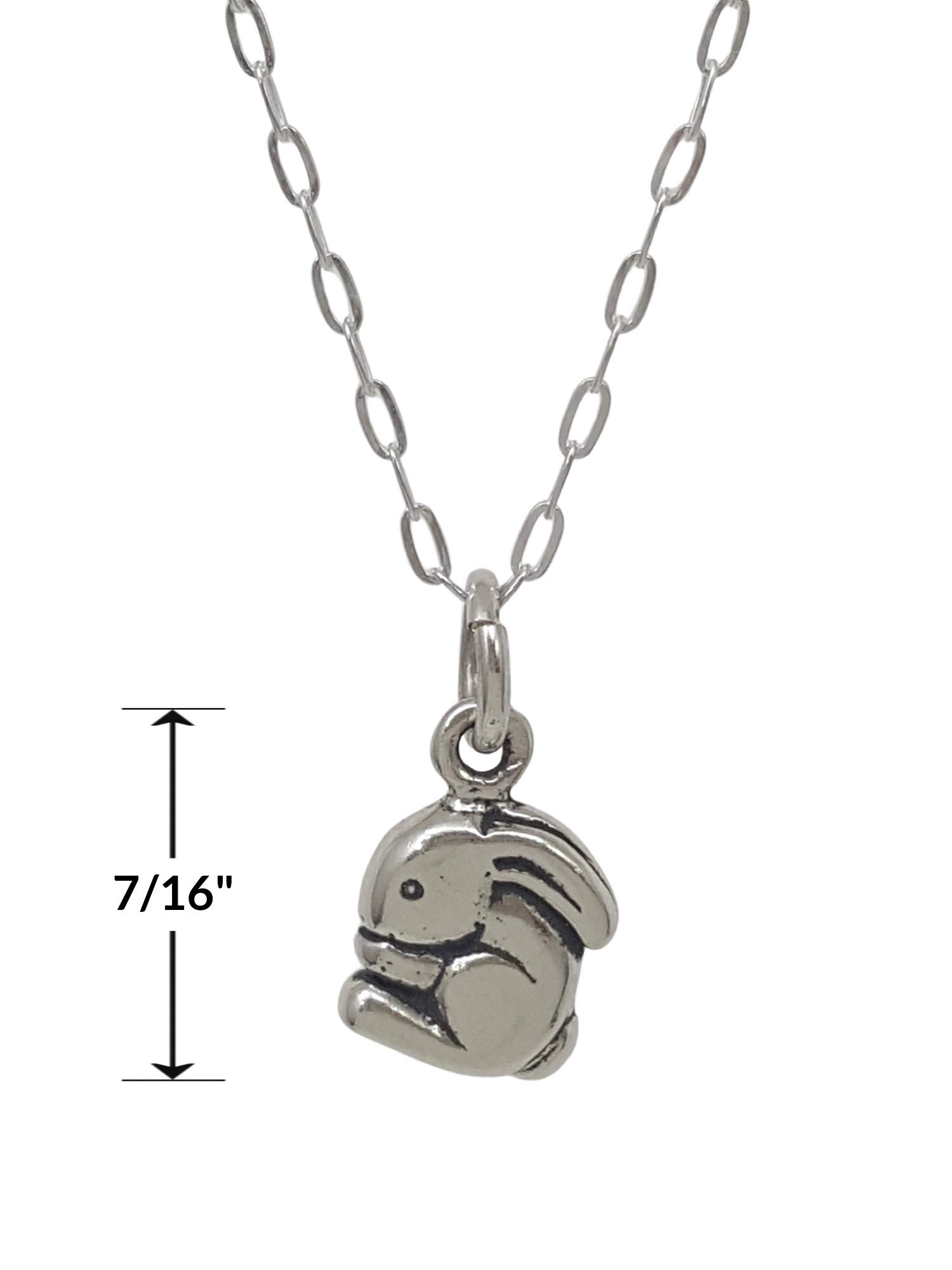 Sterling Silver Tiny Bunny Charm Necklace 18 Inch - Delicate Animal Jewelry for Women, Girls Birthday Gift, Easter Fashion Accessory