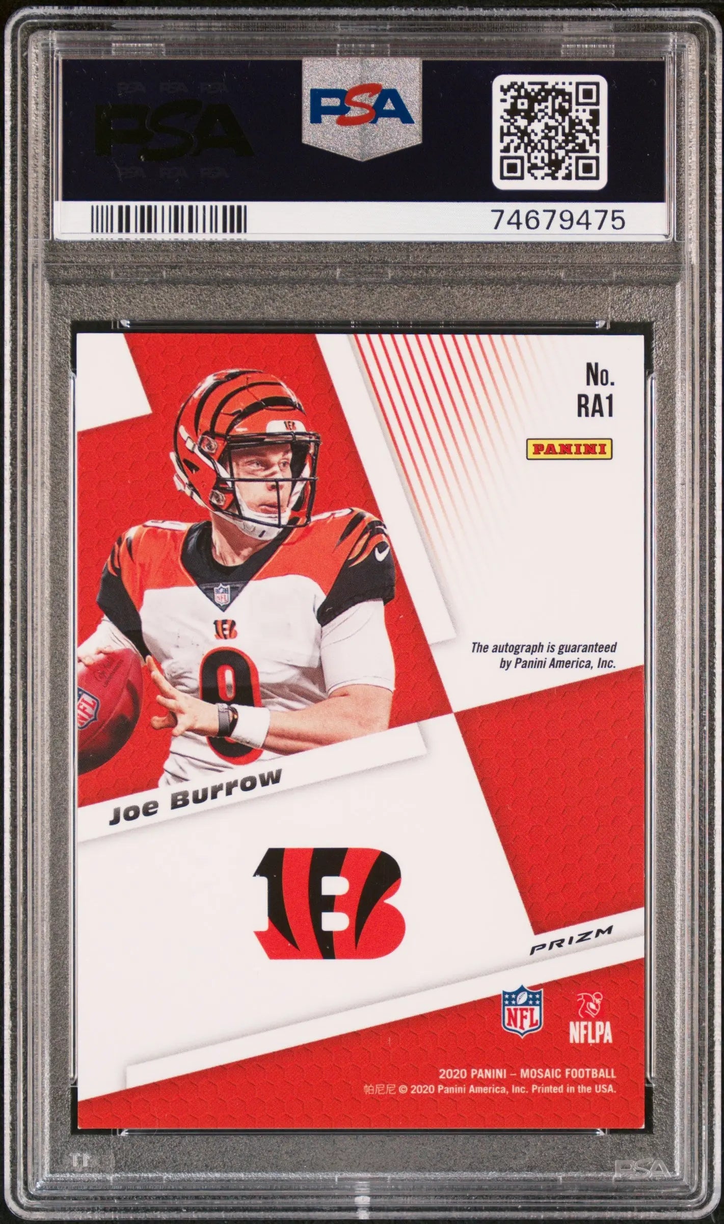 2020 Panini Mosaic Football Rookie Auto Fusion Red Choice Joe Burrow PSA 9 - Rare Collectible Trading Card for NFL Fans & Sports Memorabilia Collectors - Perfect for Display, Investment, and Gifting