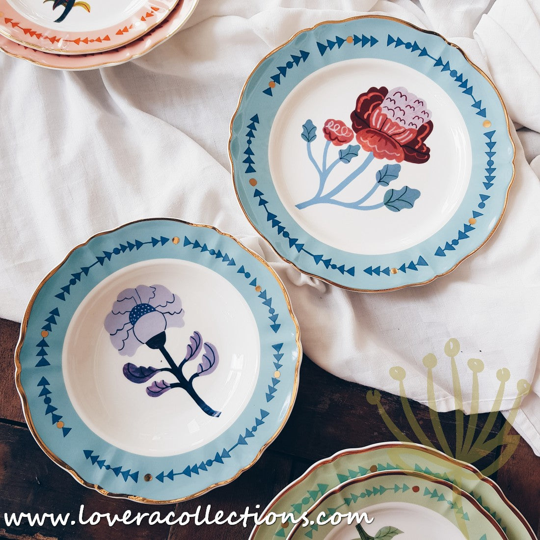 Bitossi Italy Botanica Dinnerware Set - Premium Ceramic Plates, Bowls & Mugs - Elegant Floral Design for Dining, Entertaining & Home Decor (50% Off Clearance Sale)