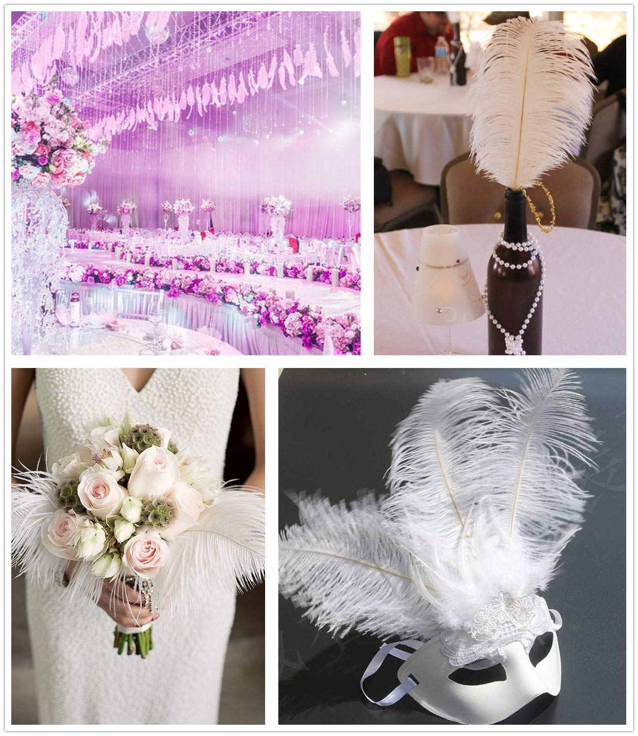 Natural Ostrich Feathers 10-12 inch (25-30cm) - 10pcs White Decorative Feathers for Wedding Centerpieces, Home Decor, Flower Arrangements, DIY Crafts, Christmas Decorations - Perfect for Table Settings, Bouquets, and Party Decor