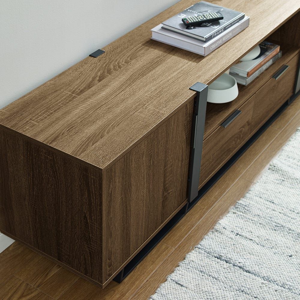 Criterion CAPRI Dark Oak Entertainment Unit - Modern TV Stand Cabinet for Living Room, Bedroom & Home Theater Setup