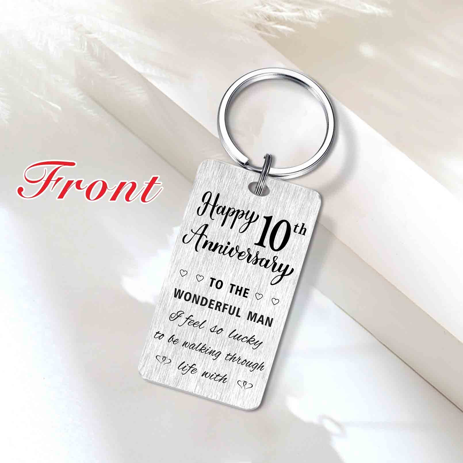 HYHYDHP 10th Wedding Anniversary Keychain - Personalized Gift for Husband, 10 Year Marriage Keepsake - Perfect for Anniversary Celebrations & Romantic Surprises