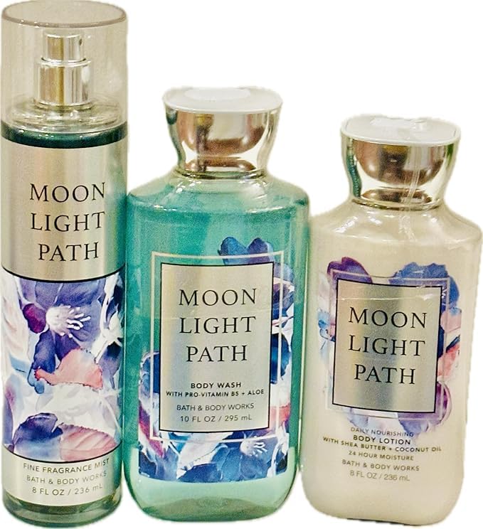 Moon Light Path Bath and Body Gift Set - 10oz Body Wash, 8oz Lotion & 8oz Fragrance Mist | Hydrating Skincare Routine for Women, Relaxing Spa Night at Home