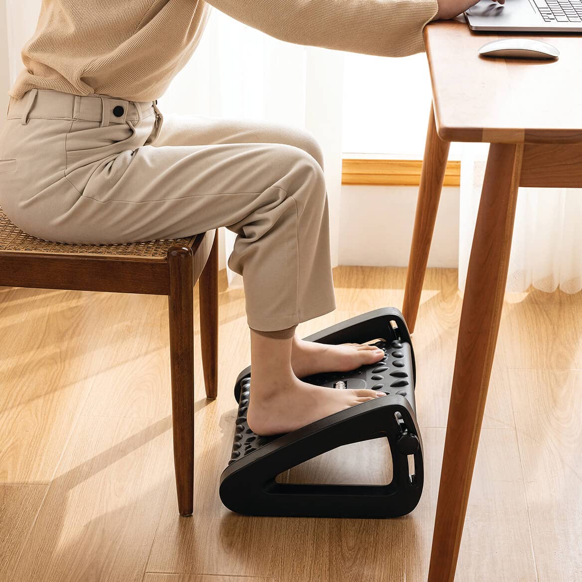 Ergonomic Adjustable Foot Rest with Massage Roller for Office & Home - Relieve Foot Pain & Improve Posture While Working, Gaming or Relaxing