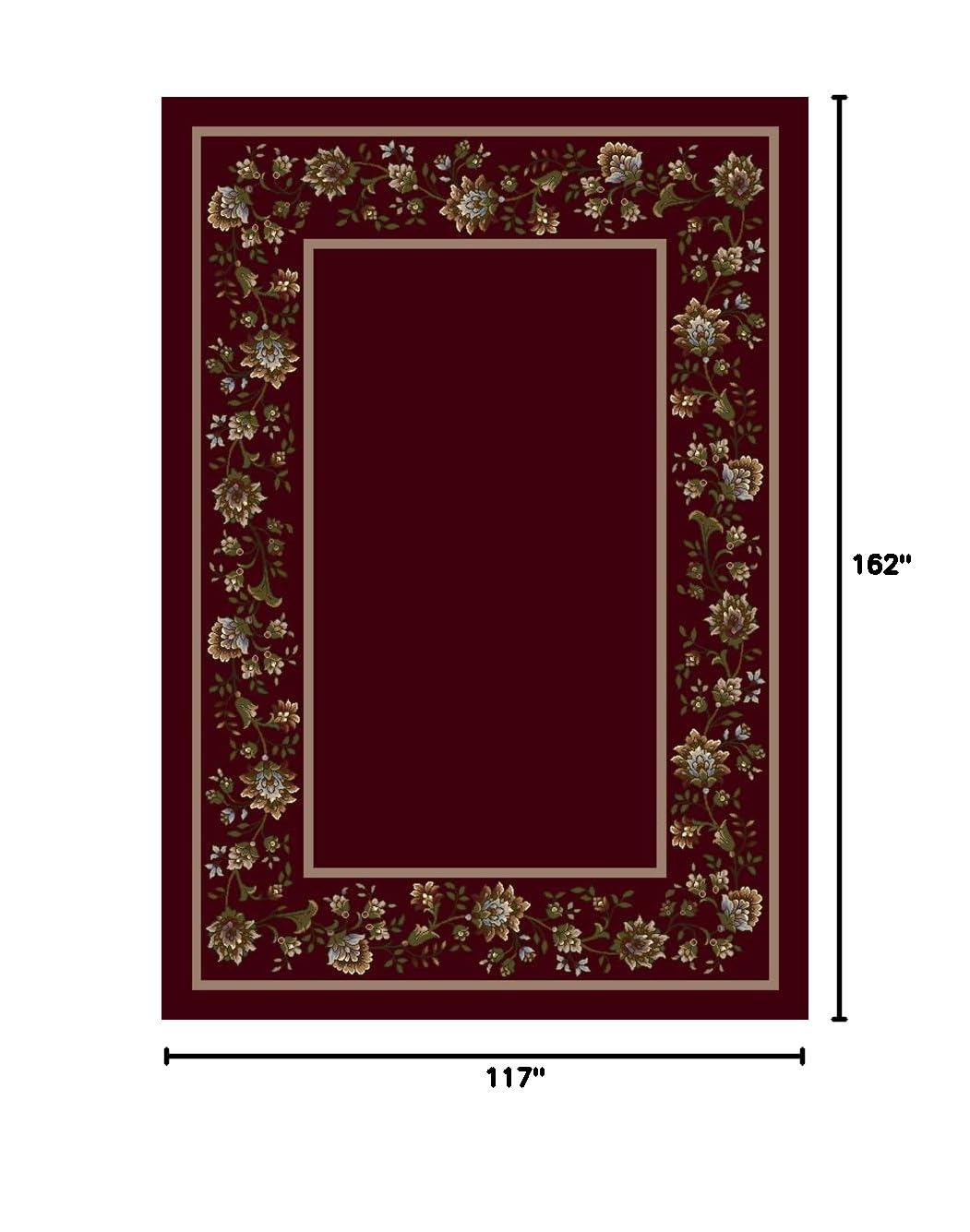 Milliken Design Center Area Rug 5x7 ft - 10806 Cranberry Red Modern Floral Pattern, Soft Non-Slip Living Room Rug for Bedroom, Dining Room & Home Decor