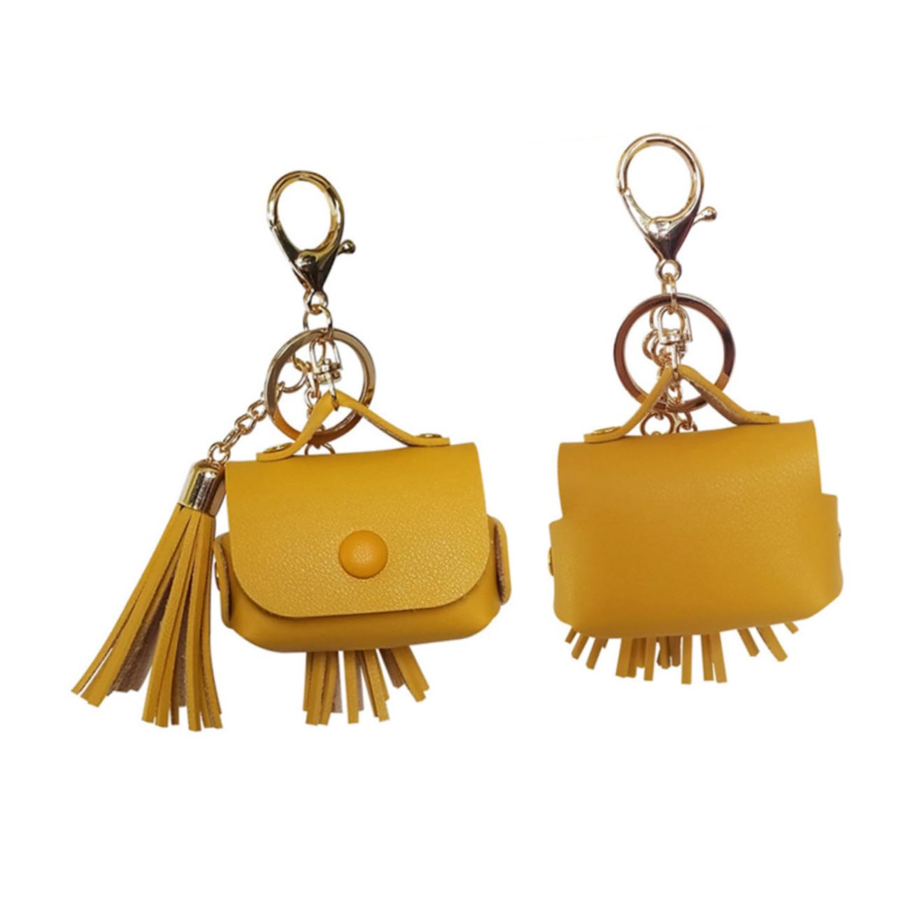 Yardenfun Mini Earphone Case - PU Leather Shockproof Headphone Pouch with Unique Design, Yellow | Perfect for Travel, Gym & Daily Use