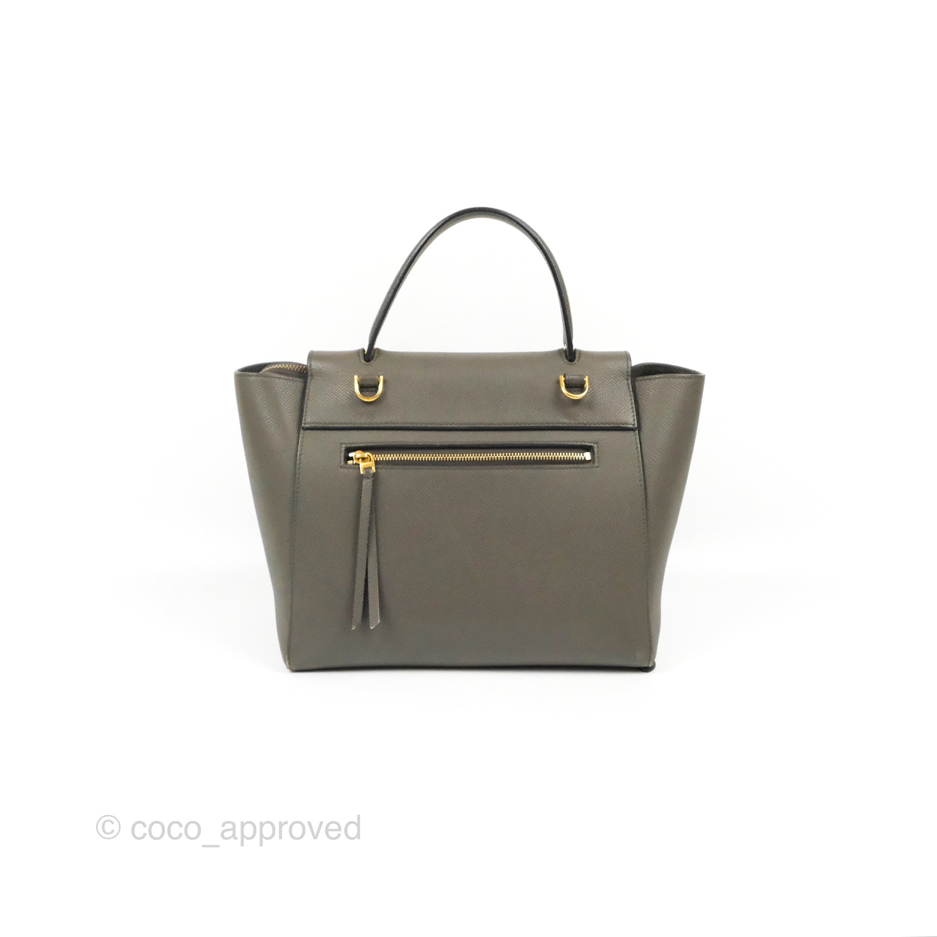 Celine Micro Belt Bag in Grey Grained Calfskin with Gold Hardware - Luxury Crossbody Bag for Women, Perfect for Work, Travel & Everyday Use