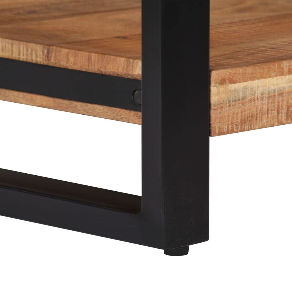Handmade Industrial Square Acacia Wood Coffee Table with Iron Frame & Storage Compartment - Rustic Modern Living Room Furniture for Small Spaces, Apartments & Farmhouse Decor