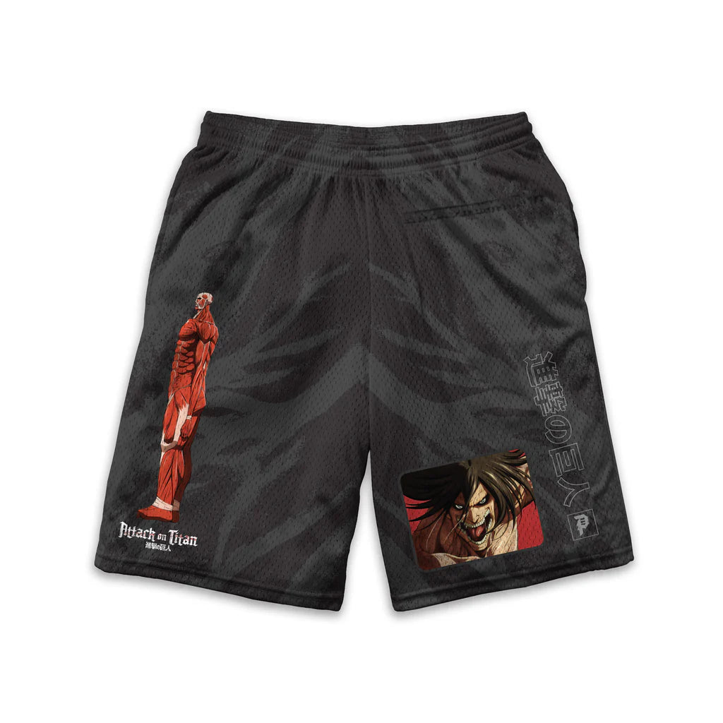 Primitive Titans Mesh Shorts for Men - Black Athletic Running Basketball Workout Shorts with Breathable Mesh Lining - Perfect for Gym, Sports & Casual Wear