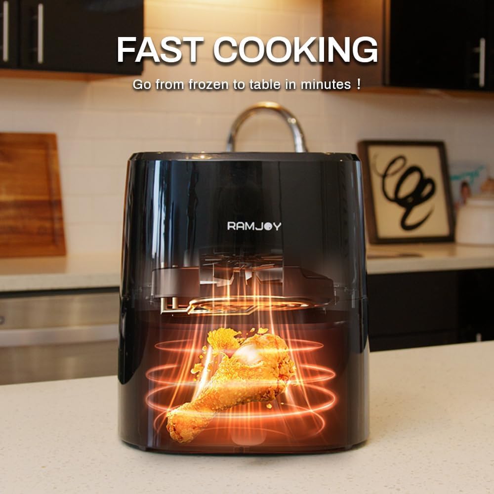 3.8QT Digital Air Fryer for 1-2 People - 8-in-1 Functions (Air Fry, Roast, Bake, Broil) with Preheat & Shake Reminder, Nonstick Dishwasher-Safe Basket - Compact Black Air Fryer for Healthy Cooking, Small Kitchen & Apartment Living