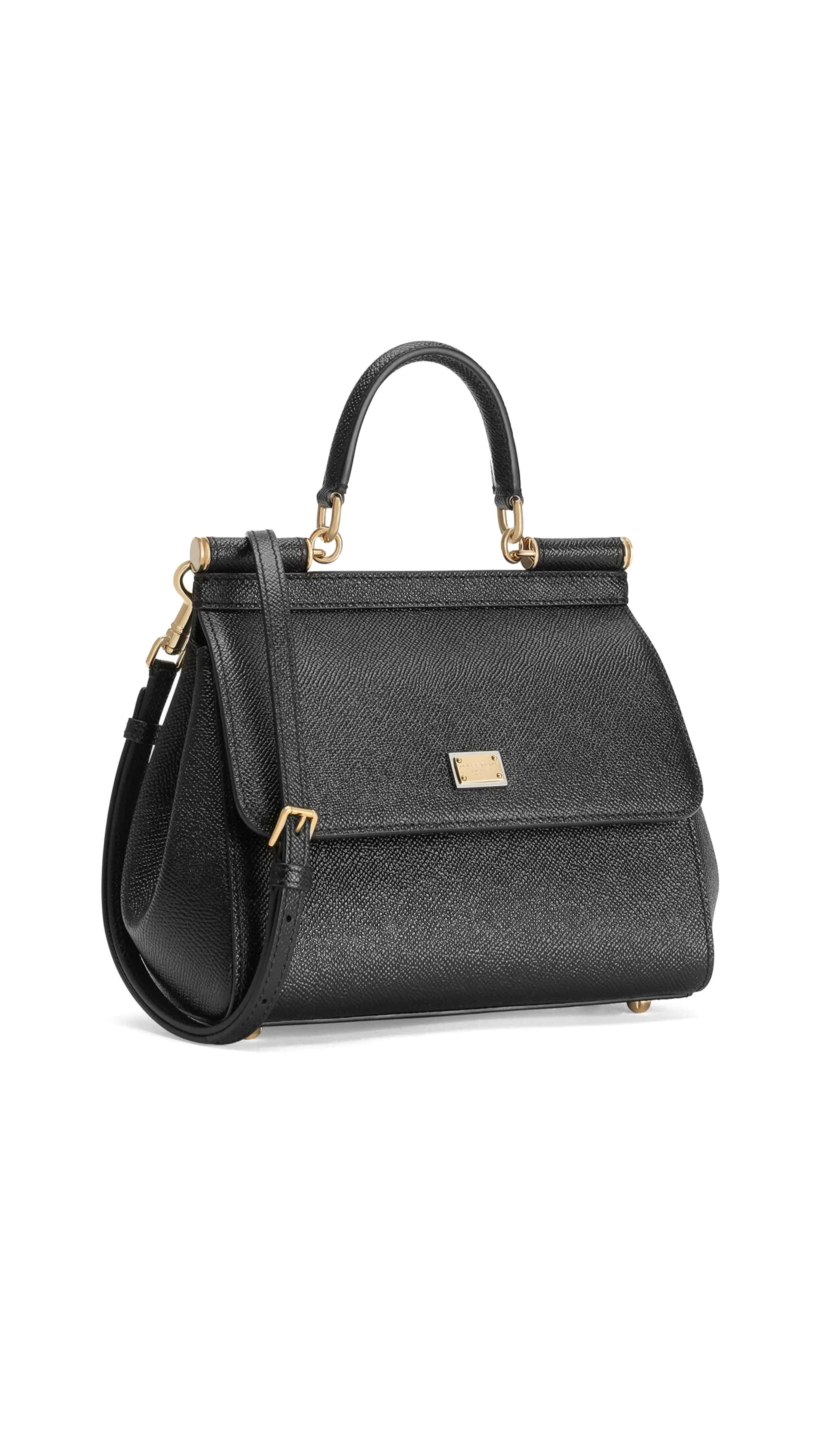 Premium Medium Sicily Handbag in Dauphine Calfskin - Luxurious Black Leather Crossbody Bag for Women | Perfect for Work, Travel & Evening Events