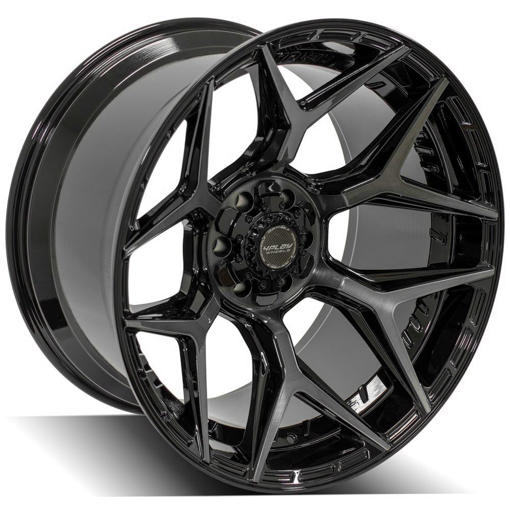 4Play Gen3 4P06 22x12.0 Gloss Black Wheels with Brushed Face & Tinted Clear - 44 Offset, 6x139.7/6x135mm Bolt Pattern, 106.1mm Hub - Perfect for Off-Road Trucks, SUVs, and Custom Builds