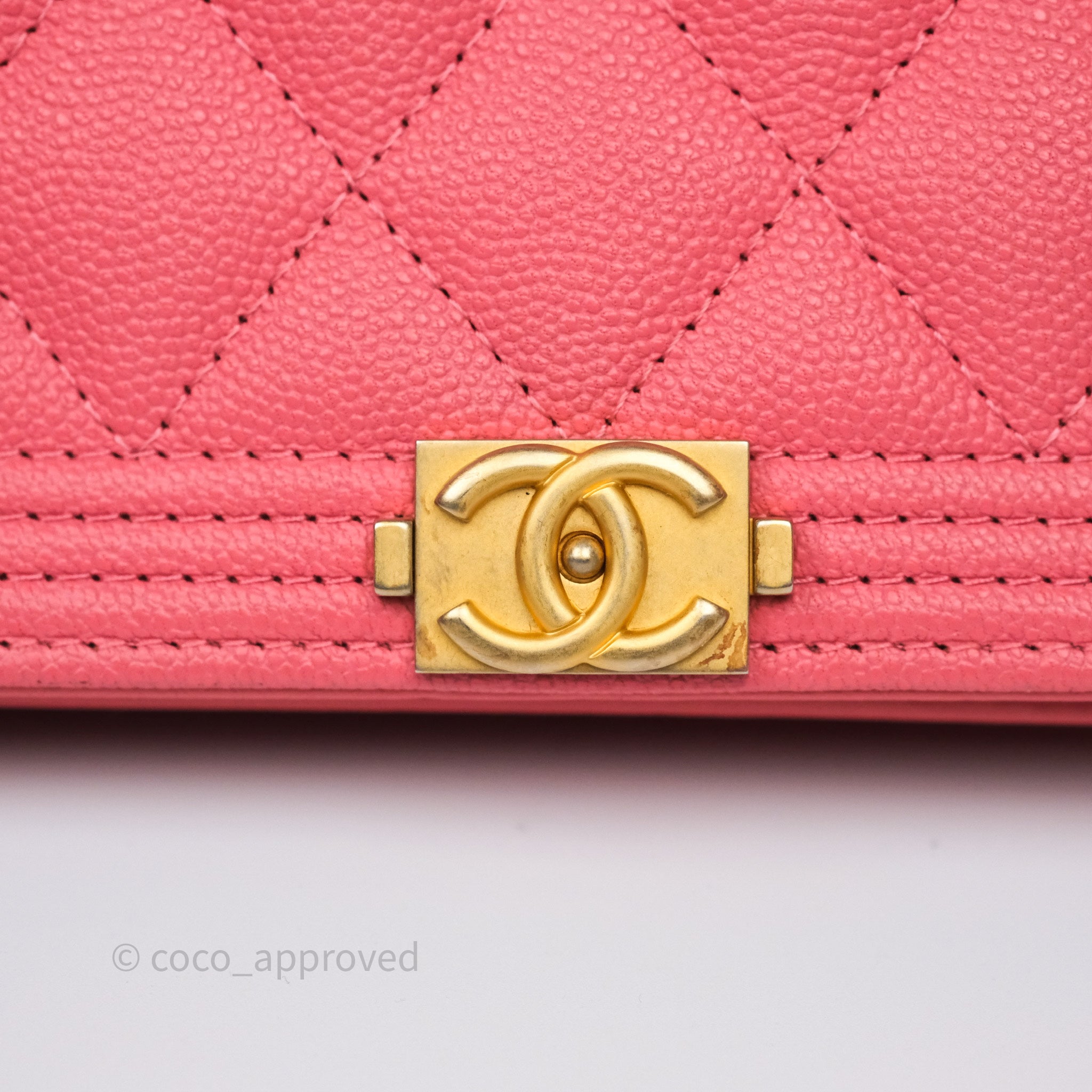 Chanel Boy Wallet on Chain WOC Quilted Dark Pink Caviar Leather with Aged Gold Hardware - Perfect for Evening Events & Luxury Fashion Accessories