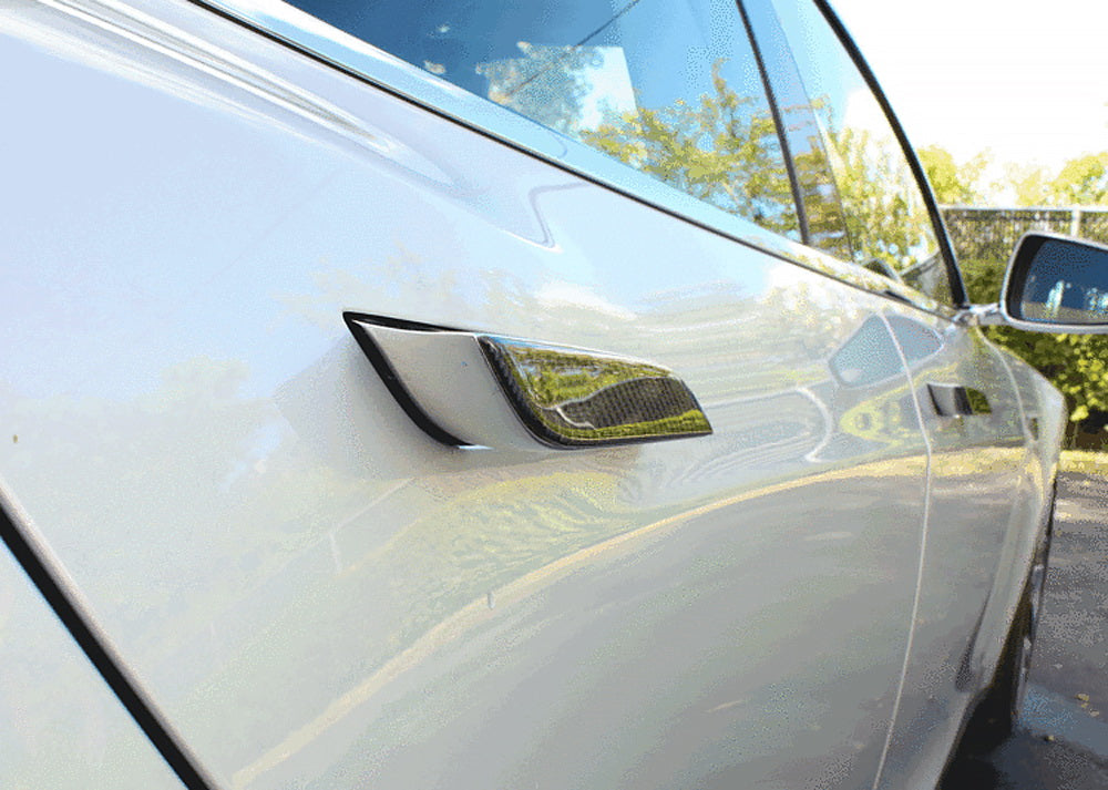 4-Piece Carbon Fiber Side Door Push Handle Cover Trims for Tesla Model S (2012-Present) - Premium Interior Upgrade & Scratch Protection