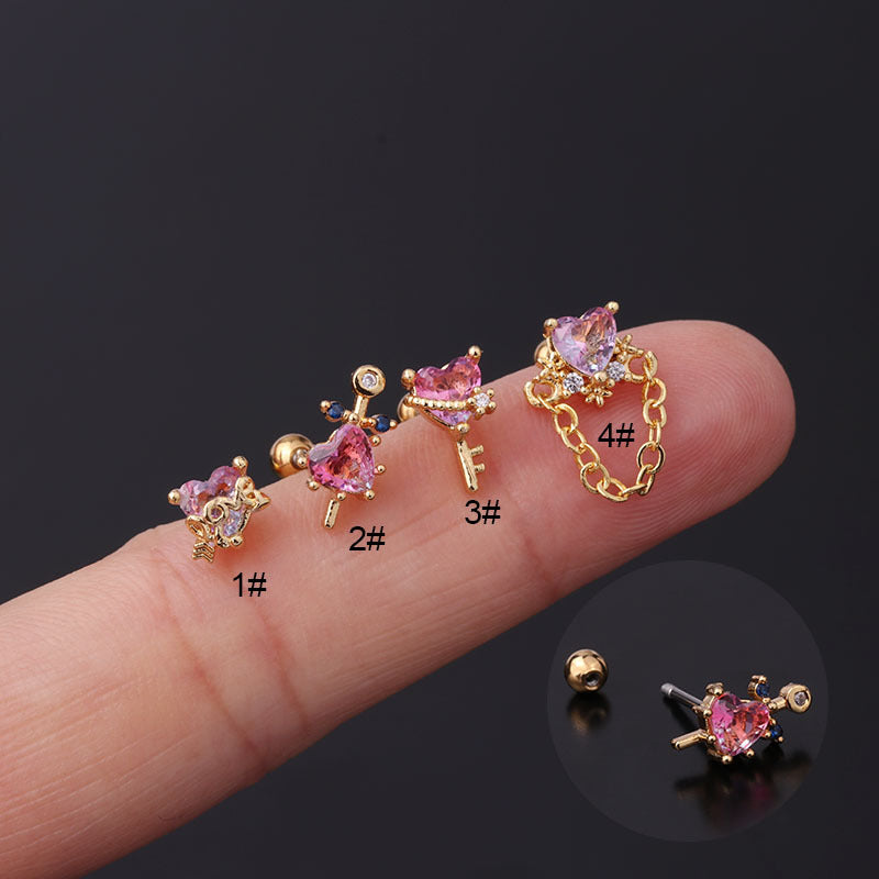 20G Cartilage Stud Earrings - Anime Inspired Tourmaline Earrings for Women | HSPJ318 | Perfect for Daily Wear, Cosplay & Gift Giving