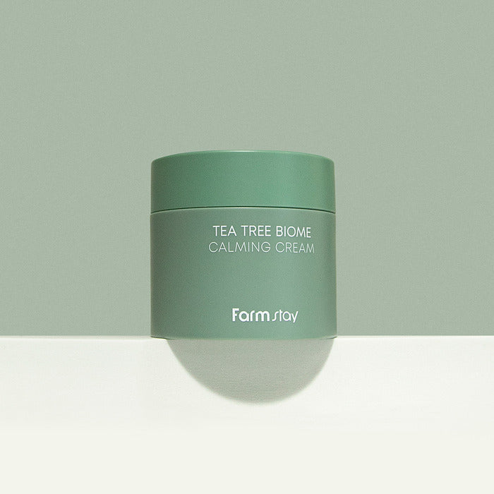 Farmstay Tea Tree Biome Calming Cream 80ml - Soothing Face Moisturizer for Acne-Prone & Sensitive Skin - Perfect for Daily Skincare & Post-Treatment Care