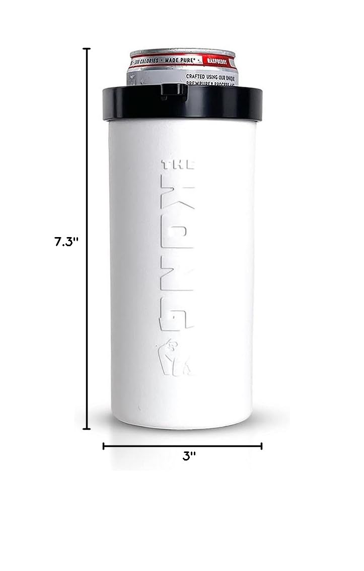 Kong Skinny Can - Insulated Portable Beer Can Cooler & Bottle Sleeve with Detachable Expandable Hose for Easy Drinking | Perfect for Camping, Beach & Outdoor Parties (White)