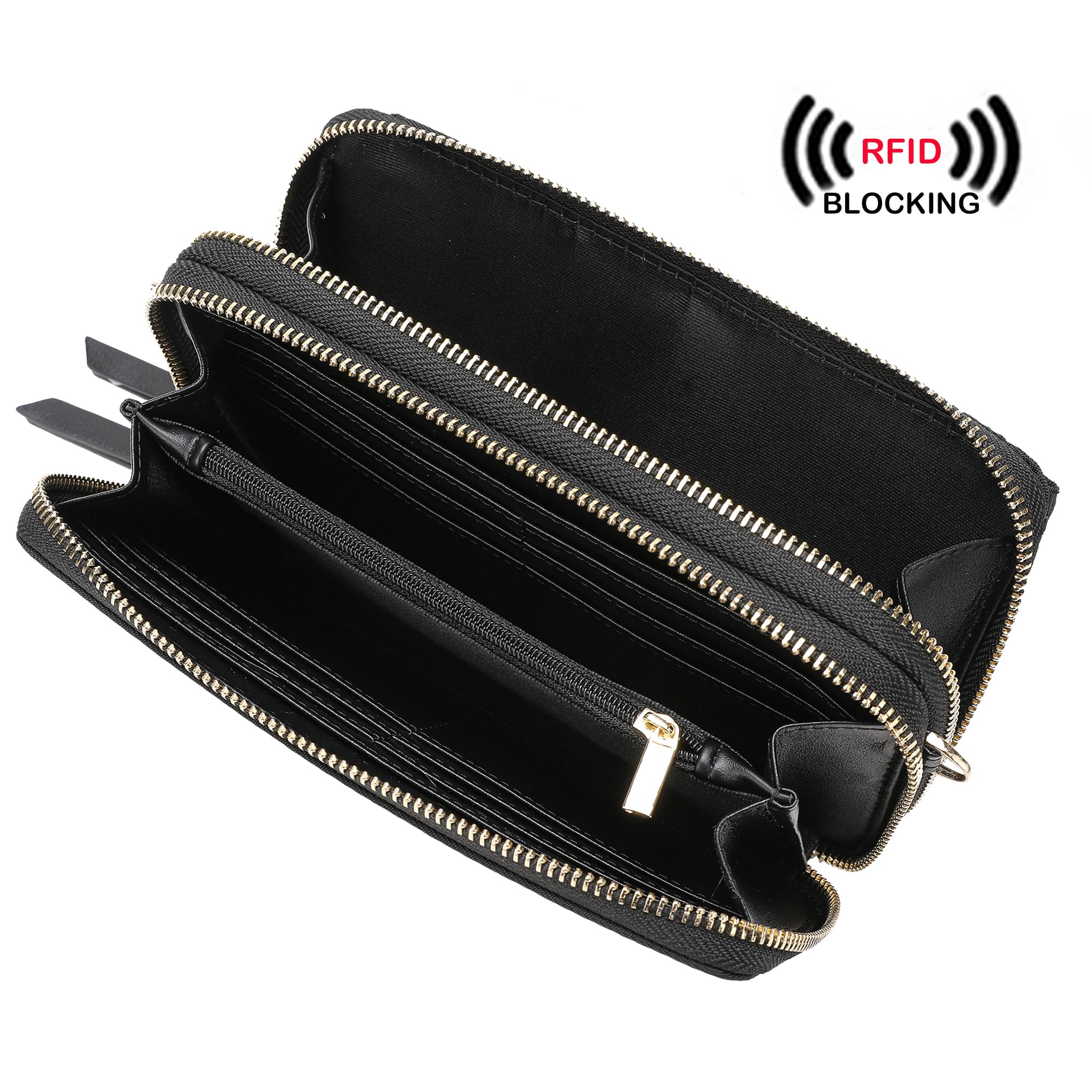 Lanyani RFID Blocking Crossbody Wallet Wristlet Purse for Women - Vegan Leather Phone Holder with Card Slots | Perfect for Travel, Shopping & Everyday Use