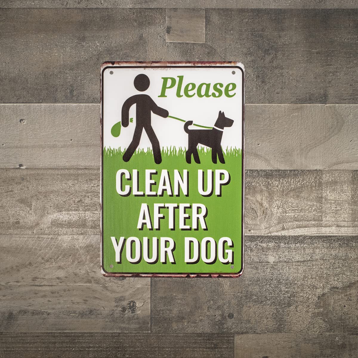Treasure Gurus 8x12 Inch Metal 'Please Clean Up After Your Dog' No Poop Sign - Rustproof Yard Fence Decor for Home, Garden & Public Parks