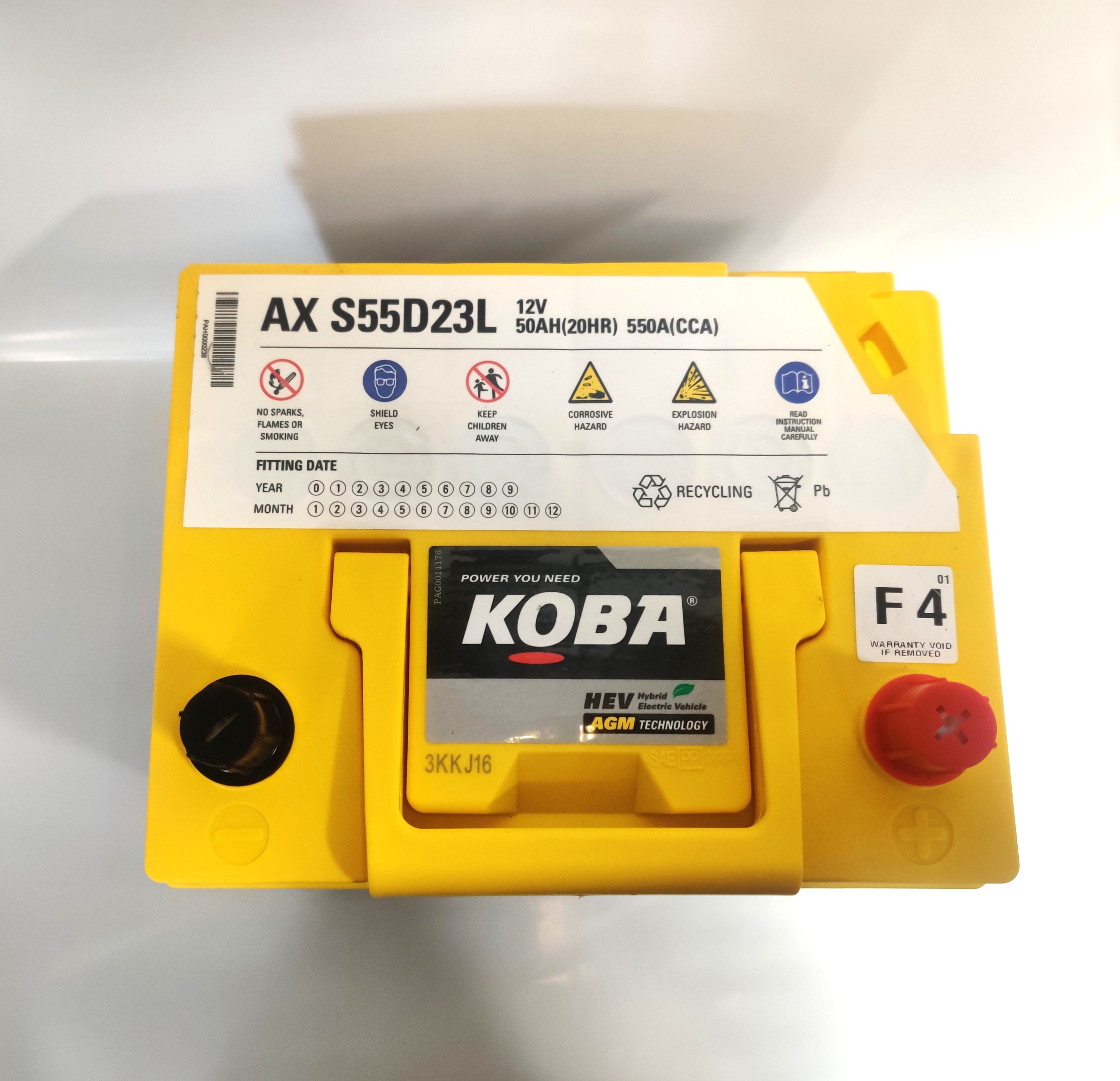 KOBA 55D23LAGM Hybrid Car Battery - 12V 55Ah AGM Replacement Battery for Toyota Prius, Lexus CT200h & Other Hybrid Vehicles - Perfect for Commuting & Eco-Friendly Driving
