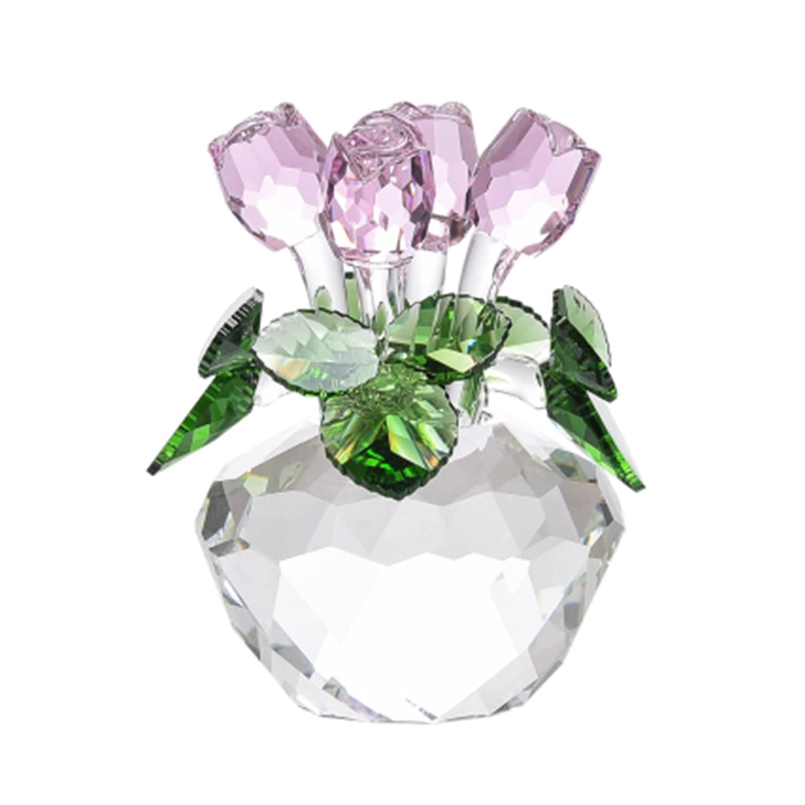 SHENGH Elegant Crystal Rose Figurine - Timeless Artificial Rose Sculpture for Wedding Decor, Car Favors, Home Decoration & Gift Giving (Pink) | Perfect for Wedding Centerpieces, Anniversary Gifts & Romantic Home Accents