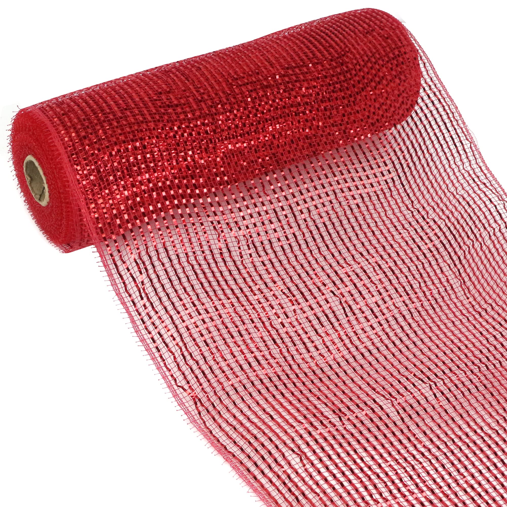 MEEDEE 10 Inch Wide Red and Gold Metallic Mesh Ribbon - 30 Feet Christmas Tree Decoration, Wreath & Garland Craft Supplies for Holiday DIY, Party Decor, Gift Wrapping and Home Décor