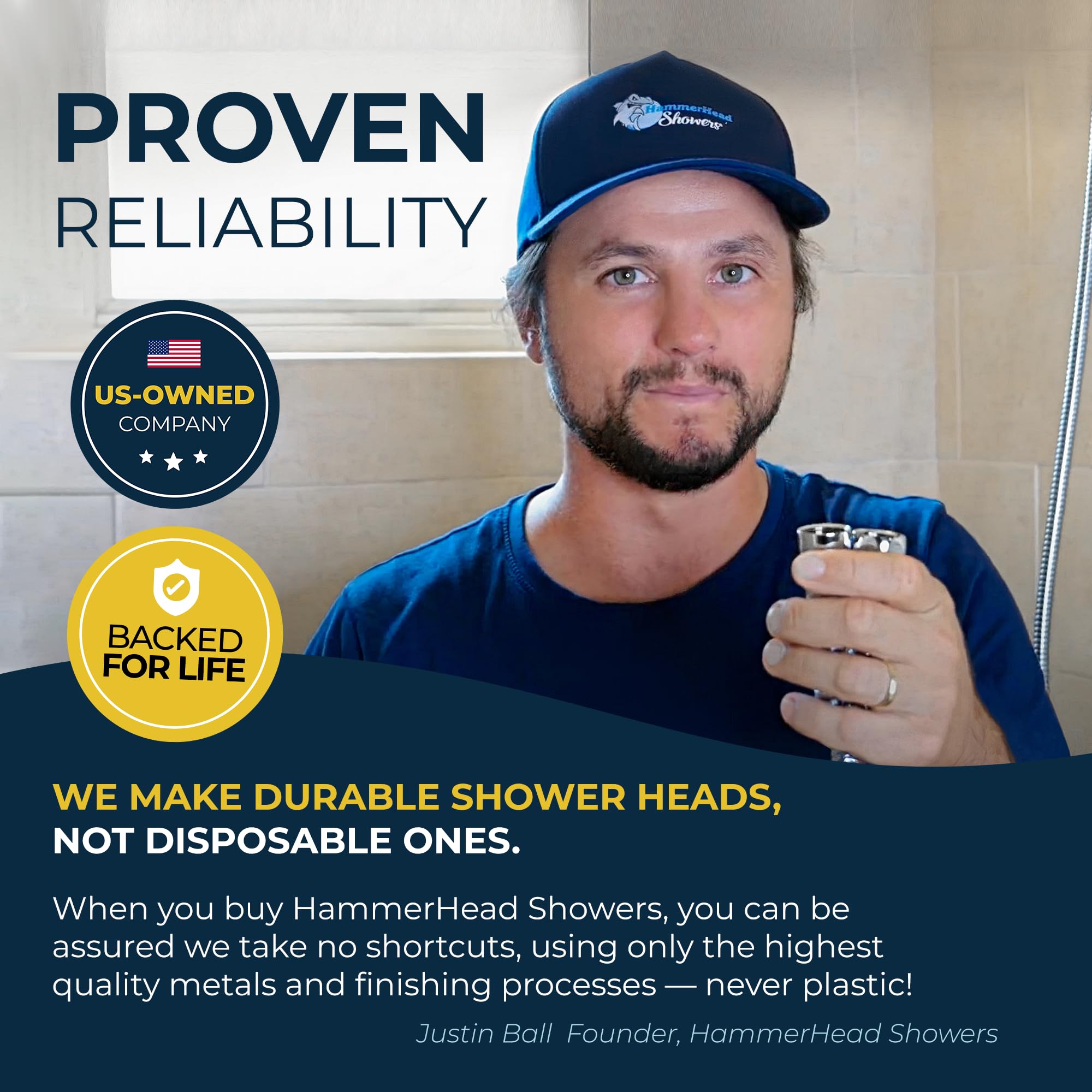HammerHead Showers® All Metal Dual Shower Head Combo - Brushed Nickel - 8 Inch Rainfall High Flow Shower Head & 3-Setting Handheld Shower with 6ft Hose - High Pressure Luxury Bathroom Upgrade for Spa-Like Experience