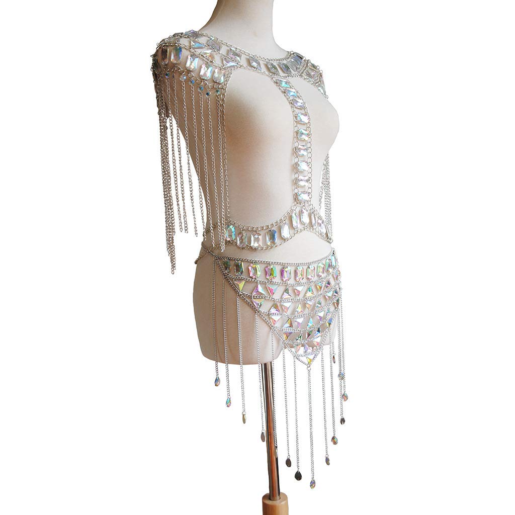Connie Cloris Women's Sexy Body Chain Jewelry - Elegant Rhinestone Belly Chain for Bikini, Festival, Party & Club Wear