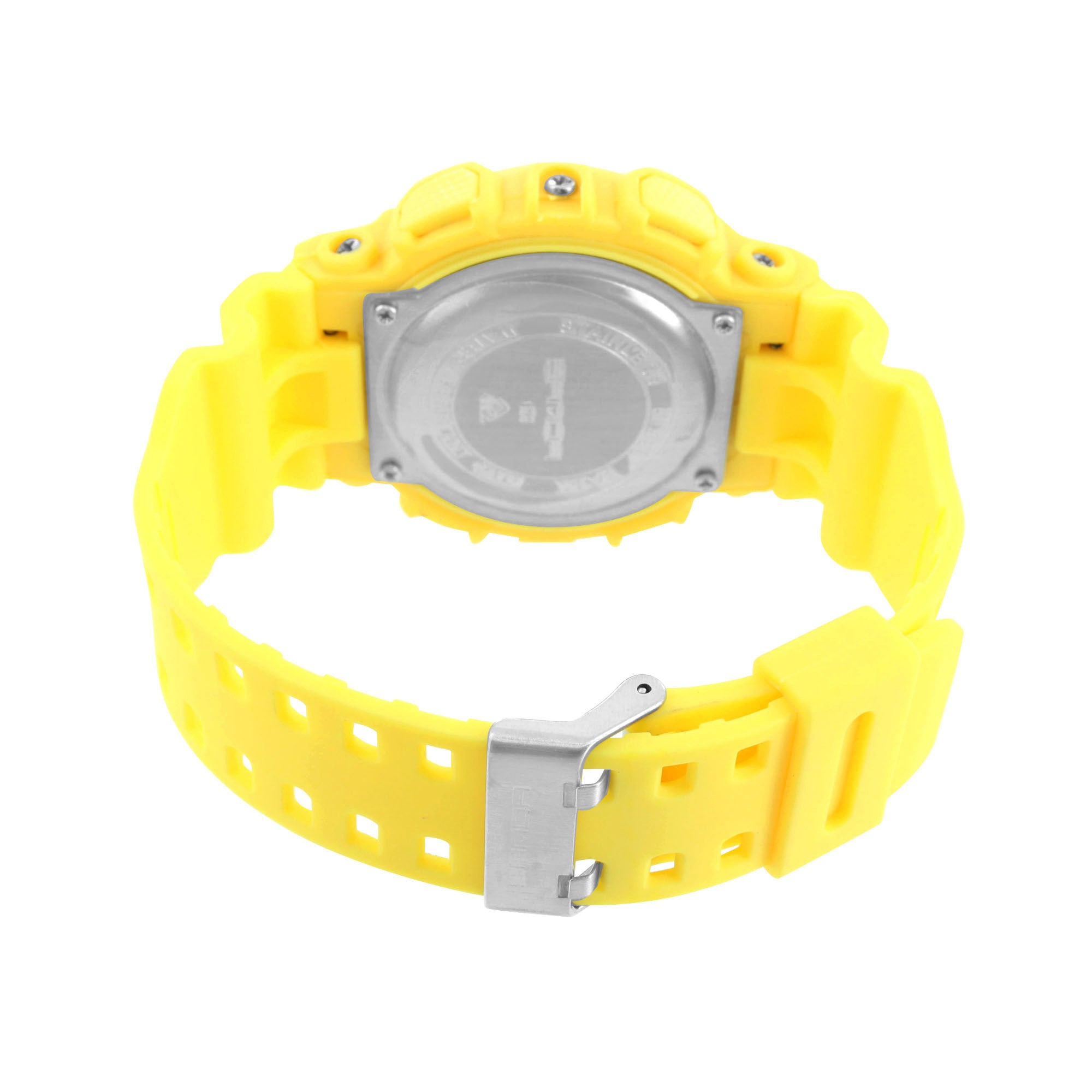 Yellow Sports Watch for Men & Women - Digital Analog Dual Display with Day Date & Timer - Waterproof Silicone Band for Running, Swimming, Gym Workouts