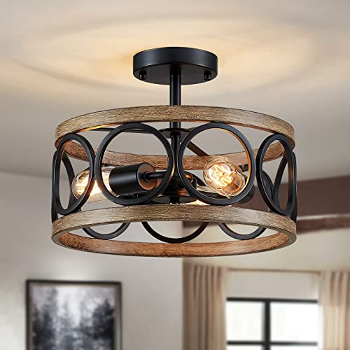 Black Ceiling-drum 3 Light