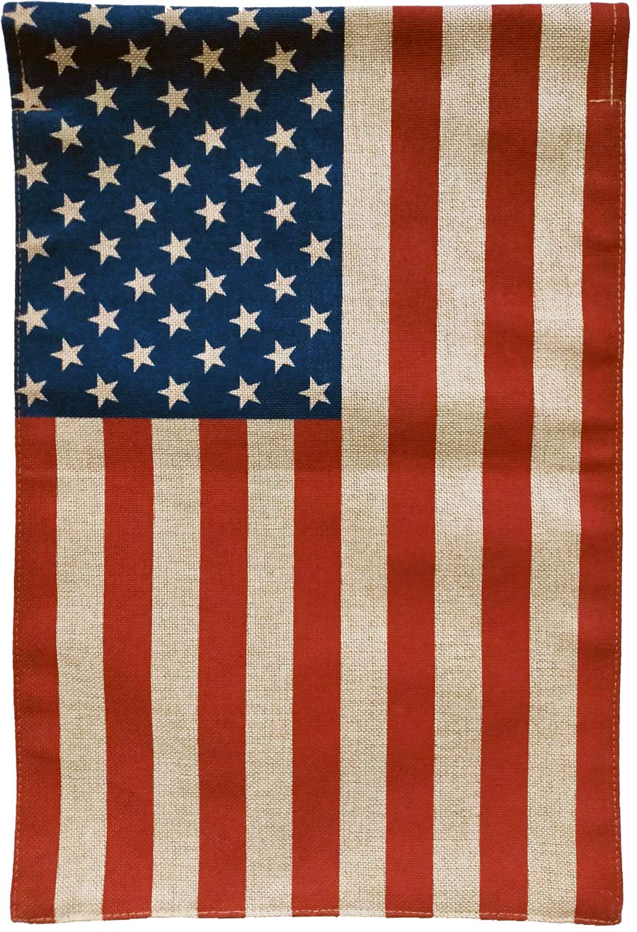 American Flag Burlap House Flag 28x40 Inch - USA Patriotic Decorative Outdoor Flag for Porch, Garden & Yard - Briarwood Lane Collection