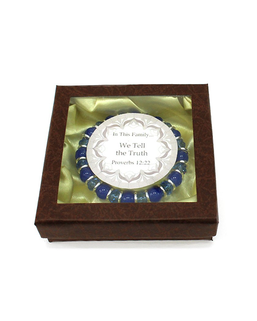 Religious Glass Bead Stretch Bracelet - Family Inspirational Jewelry for Daily Wear