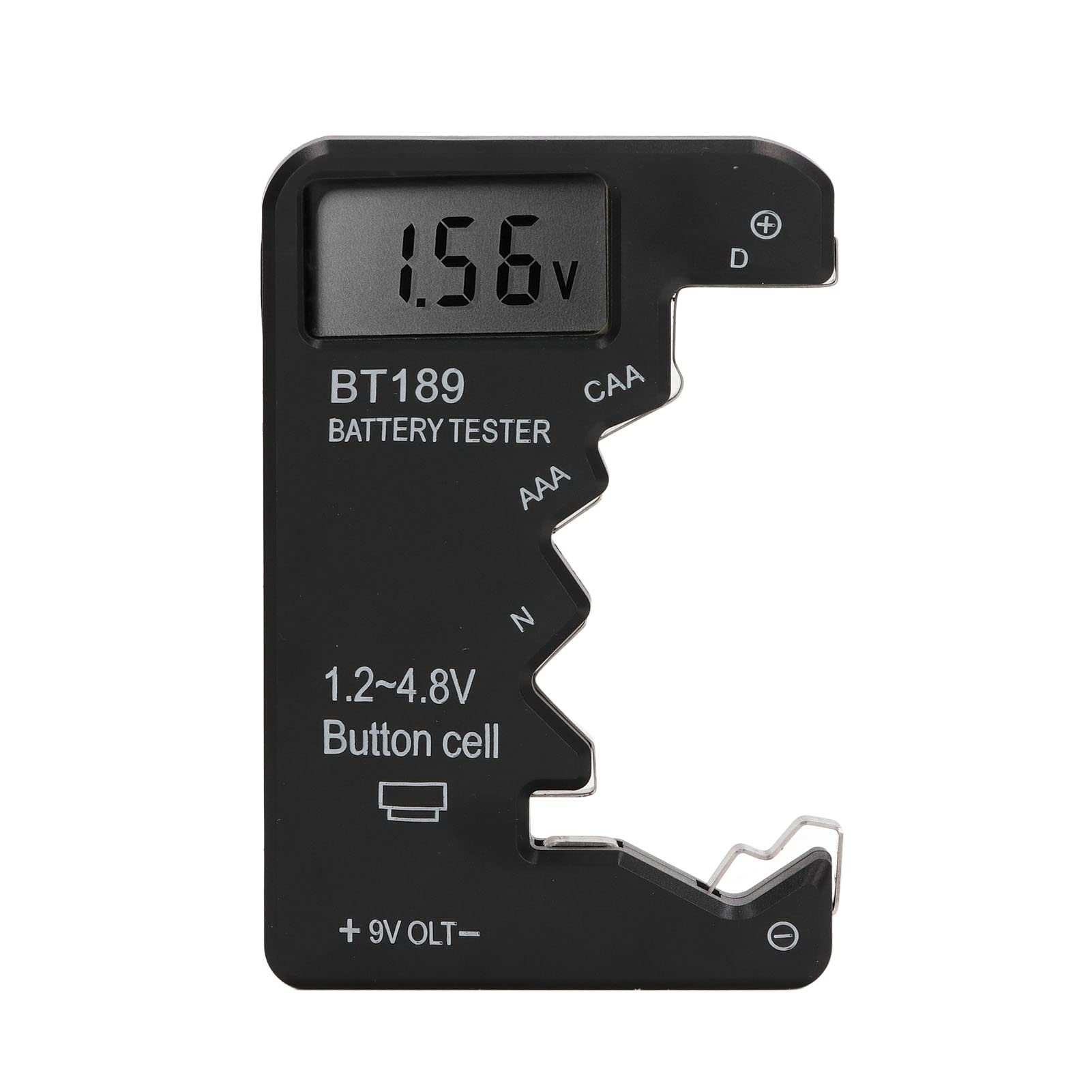 BORDSTRACT Digital Battery Tester - AA AAA 6F22 9V 1.5V Button Battery Capacity Checker with LCD Display (Black) - Perfect for Home, Office & Electronics Repair Shops