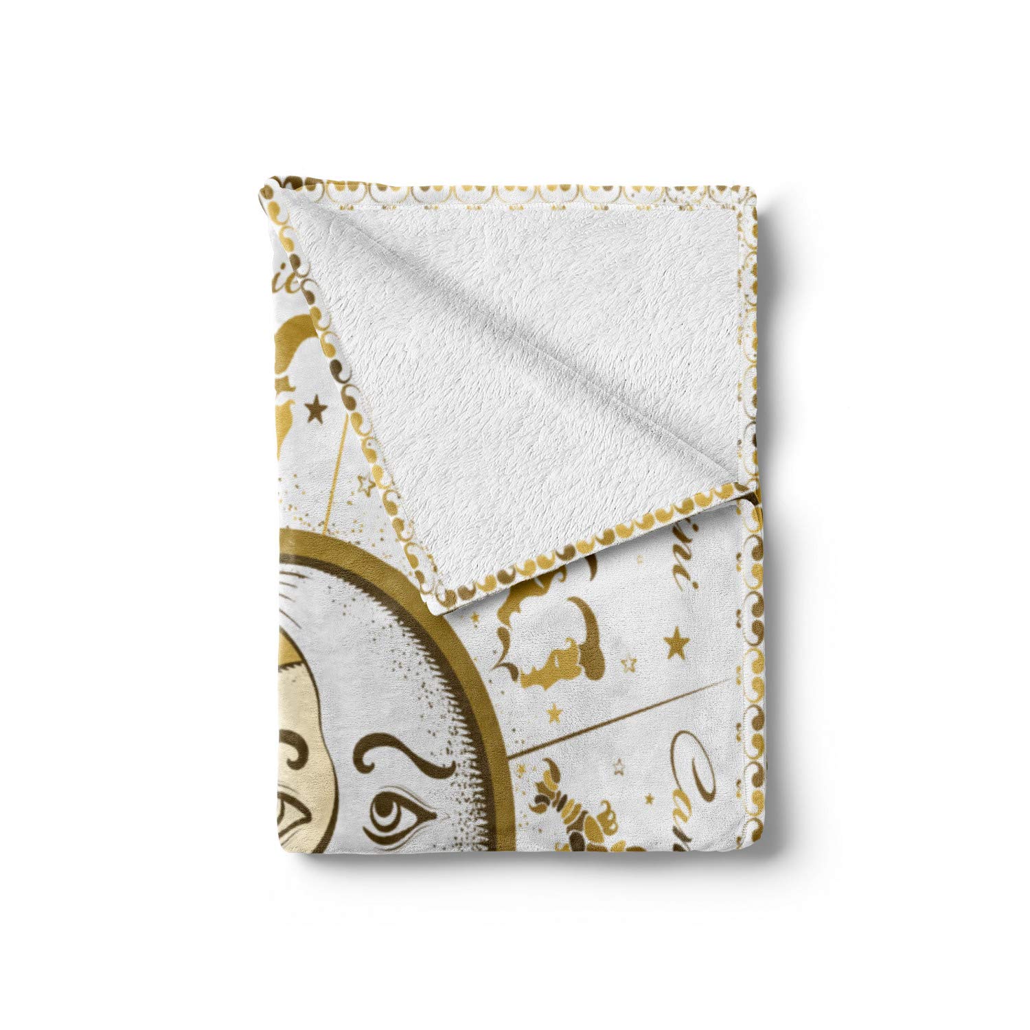 Ambesonne Zodiac Moon Throw Blanket - Horoscope Names in Square Frame - Soft Flannel Fleece Accent Blanket 50