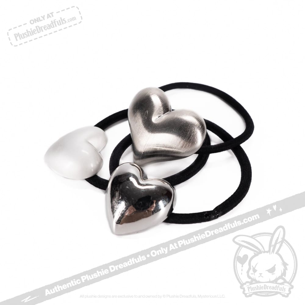 Goth Girl 3 Heart Bracelet Set - Dark Aesthetic Plushie Dreadfuls Jewelry for Alternative Fashion | Perfect for Halloween, Punk Outfits & Gothic Style Accessories