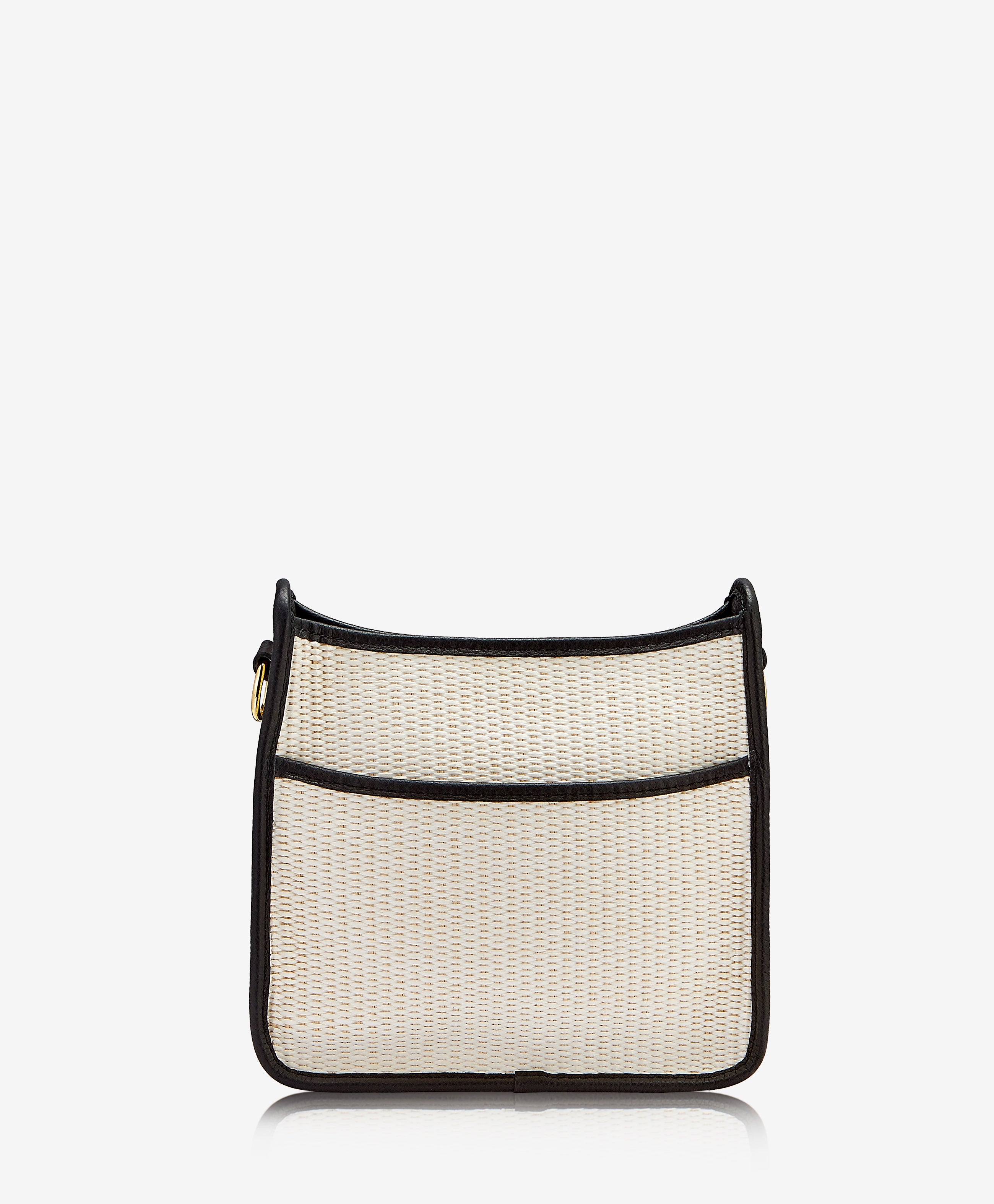 Elle Natural Raffia Crossbody Bag with Black Leather Trim - Stylish & Durable Handbag for Women, Perfect for Travel, Shopping & Everyday Use