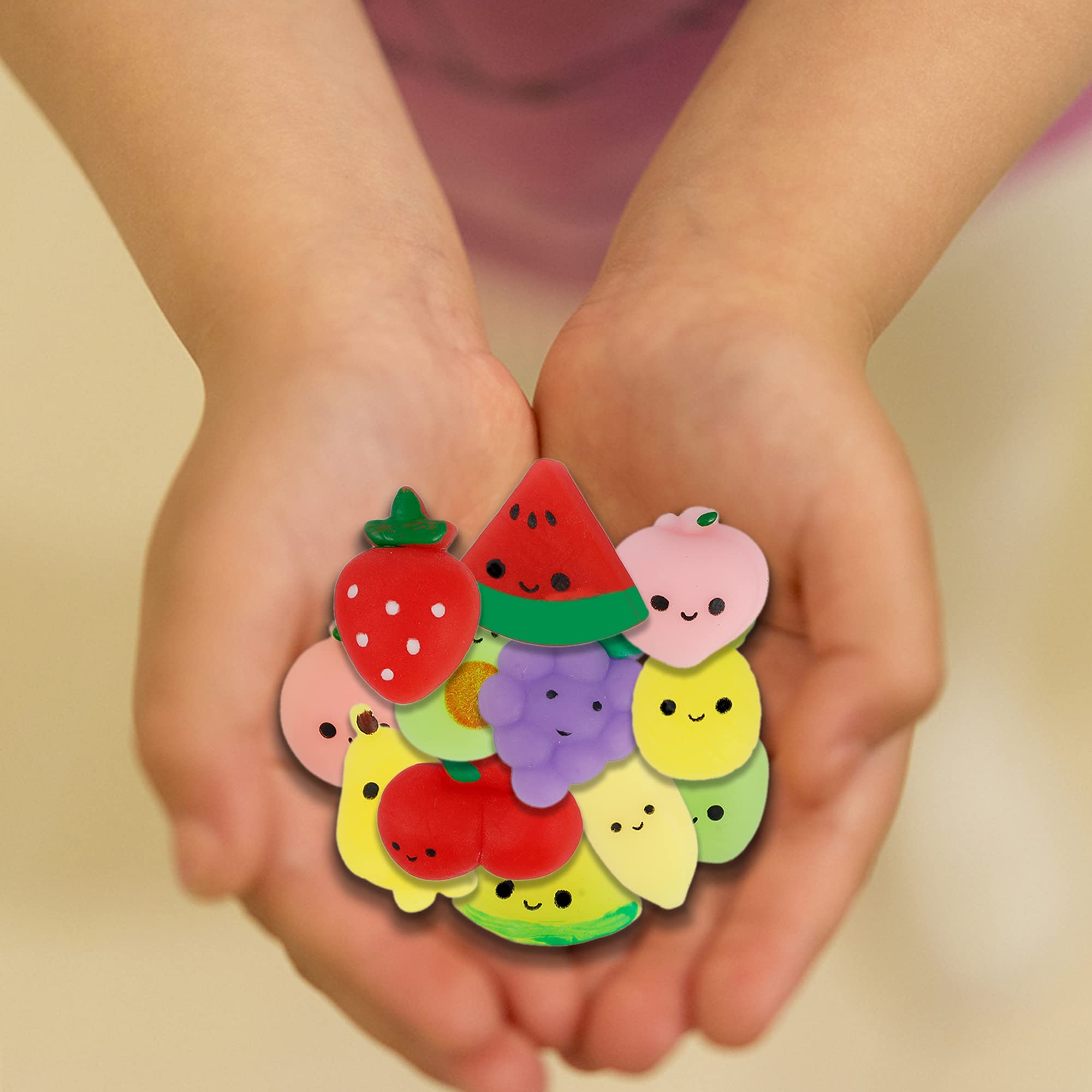 24 Pcs Squishy Toys - Fruit Mochi Squishies, Mini Kawaii Stress Relief Toys for Kids & Adults | Birthday Party Favors, Classroom Prizes, Office Desk Decor | Perfect for Relaxation, Anxiety Relief and Sensory Play