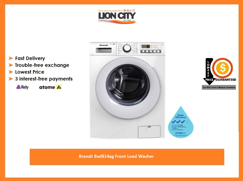 Brandt BWF814AG 24 Inch Front Load Washing Machine - Energy Efficient, Large Capacity for Laundry Rooms & Apartments