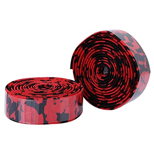 Durable Non-Slip Bicycle Handlebar Tape - Sweat Absorbent Bike Grip for Enhanced Control | Triathlon, Road & Mountain Biking | Red & Black Camouflage Design | Perfect for Long-Distance Cycling & Competitive Racing