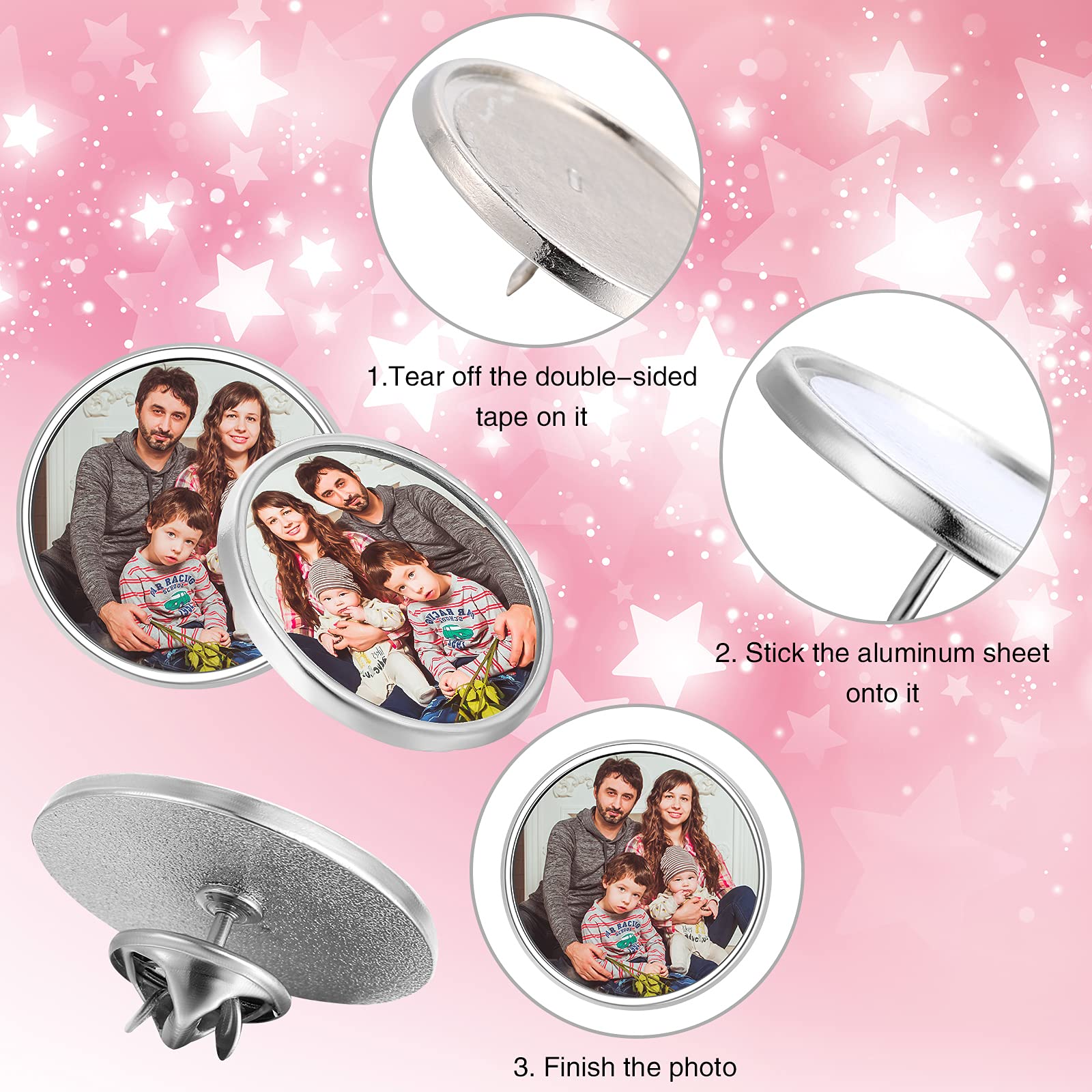 Hicarer 10 Pack Sublimation Blank Pins - DIY Button Badges with Silver Base for Crafts, School Projects & Custom Designs | Perfect for DIY Gifts, Events & Personalized Accessories