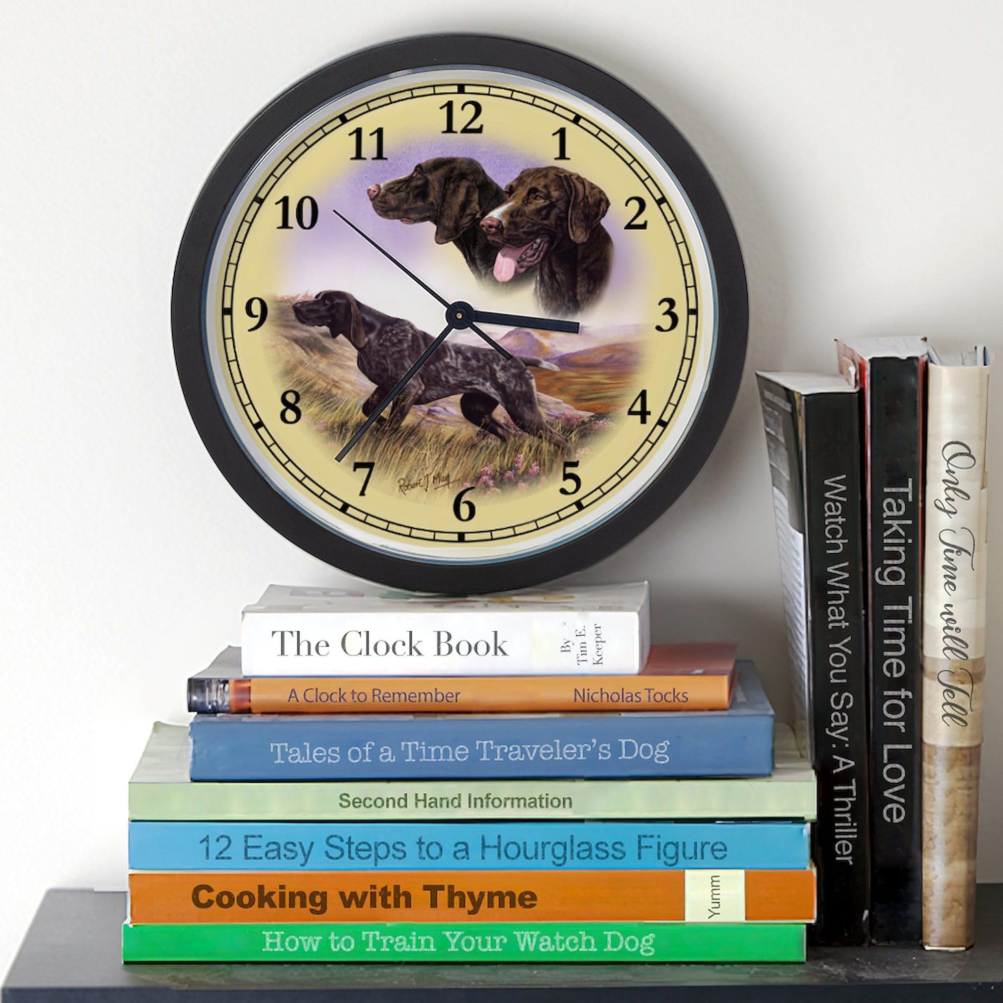German Pointer 10 Inch Wall Clock - Decorative Silent Non-Ticking Clock for Living Room, Kitchen, Office & Home Decor | Perfect Gift for Dog Lovers & Pet Owners
