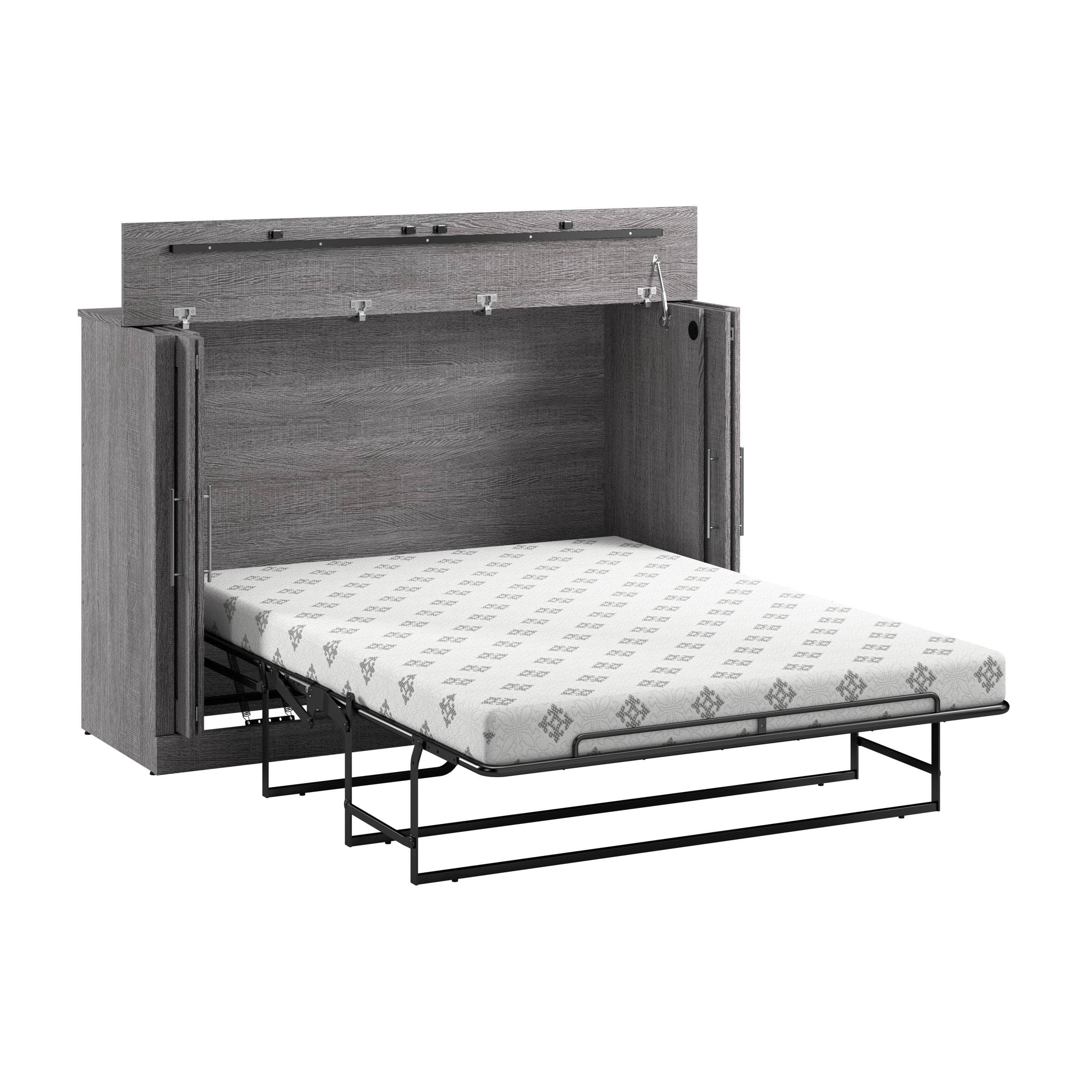 Pur 69W Full Cabinet Bed with Mattress - 3 Color Options | Space-Saving Storage Bed for Small Rooms & Apartments | Modern Platform Bed Frame with Built-in Drawers